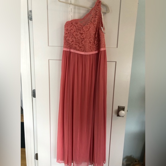 David's Bridal Dresses & Skirts - David’s Bridal One Shoulder Lace Bust Maxi Dress